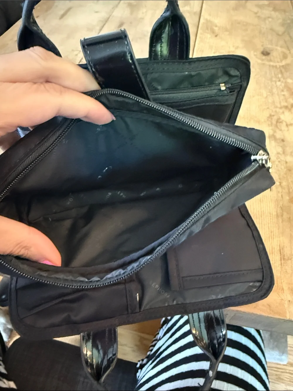 Sephora Black Nylon Cosmetic Travel Case with Top Handles